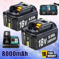 4x Für Makita Ersatz Akku 18V 6000mAh 8.0Ah BL1860B BL1830B / 194205-5 Ladegerät