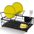 Abtropfgestell 2 Etagen Abtropfständer Geschirr Geschirrabtropfer Schwarz Retoo