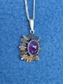 schöner Silberanhänger 835 Amethyst TEKA Theodor Klotz + 925 Silberkette Vintage