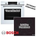 BOSCH Backofenset weiß mit Induktionskochfeld 3D Heißluft Hydrolyse PowerBoost 