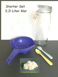 🐮 Milch Kefir Pilz Starter SET 2,0 L KLAR mit Tupperware® Sieb " Goldregen "🐮U🐮 ausführliche GEDRUCKTE Anleitung zum START im SET 🐮