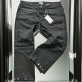 Sheego Jeans 7/8 Hose Caprijeans Damen Gr. 40 bis 50 Black Denim Schwarz (1 845)
