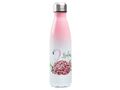 Trinkflasche rosa mit Wunschname, Blumen Flamingo, Isolierflasche personalisiert