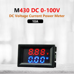 DC0-100V Amp Volt Gauge Dual LED Digital Voltage Current Meter (Rot Blau 10A)