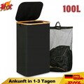 Wäschekorb mit Deckel 100L Extra Wäschesammler Fächer Wäschesack Wäschebox DHL