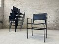 5er Set Vintage Armlehnstühle / Italienisch / Retro Leder Schwarz Mid Century