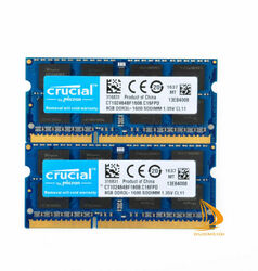 RAM Crucial 16GB 8GB 4GB 2Rx8 PC3L-12800S DDR3-1600MHz SODIMM Laptop-Speicher *