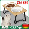 Keramik Doppel Napf Ständer Fressnapf Futter Station Hundenapf Katzennapf 15°