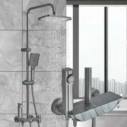 Duschset Duscharmatur Mischbatterie Regendusche Duschsystem Handbrause Kopf Grau