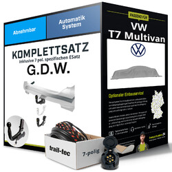 Für VW T7 Multivan Typ STM , STN Anhängerkupplung abnehmbar +eSatz 7pol 21- PKWTIPP - Die Montage ab 449,- Euro gleich mitbestellen!