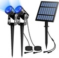 2er Set LED Solar Strahler Blau Solar-Leuchte Solarspot Garten Leuchte Spot IP65