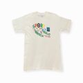90s Sport T-Shirt Baumwolle Weiß/Bunt M