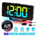 Wecker Digital Funk mit USB LED RGB Alarm Uhr Wecker Dimmbar Tischuhr Wanduhr