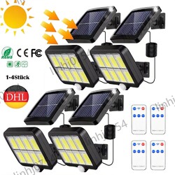 1-4xLED Solarleuchte Solarlampe mit Bewegungsmelder Außen Fluter Sensor Strahler
