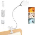 LED Klemmlampe Leselampe Bett USB-Anschluss 3 Farbtemperaturen 36 LED s Dimmbar