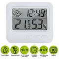 Hygrometer Thermometer Mini Weiß Luftfeuchtigkeit Temperaturmesser Uhrzeit Alarm