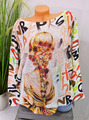 Italy Damen Pulli Shirt strick leichte Pulli Comics Blogger Bunte  38,40,42 44