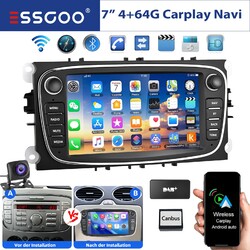 DAB+ KAM Für Ford Focus Mondeo Mk4 S/C-Max Galaxy Autoradio Android 13 GPS 4+64G