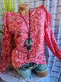 Street One Damen Bluse Shirt Tunika rosa weiß Gr. 38 gemustert Langarm (320)