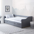 Ausziehbett 90x200 Holz Kinderbett Grau Einzelbett Bettgestell Bett Homestyle4u