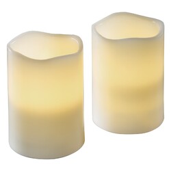 Hama LED Kerze, Echtwachskerze, Kerze mit Timer, 2er-Set, cremefarben flammenlos