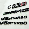 Schwarz Glanz Badge Schriftzug Aufkleber Für Mercedes Benz C63S AMG V8 BITURBO