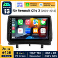 9“ Android 13 GPS Navigation DAB Wifi Autoradio DSP für Renault Clio 3 2005-2014