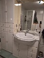 Badmöbelset mit Waschb. 80cm und Spiegel, weiß, zusätzlich 2 hohe Schränke