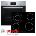 Herdset Bosch Autark Einbaubackofen Teleskop + Glaskeramik Kochfeld Facette NEU