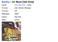 BASHY - UR MUM CD - SELTENE GRIME UK HIPHOP RAP BRUZA J2K BIG NARSTIE DEMON SHYSTIE