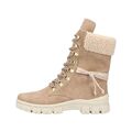 Rieker Damen Schnürboots Beige Winterstiefel warm gefüttert Z1121-64