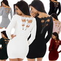 Damen Glitzervolles Strickkleid Mini Strass Stretch Rückenausschnitt 36-38 