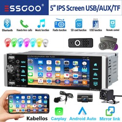 Autoradio 5" 1 DIN Wireless Apple Carplay Android Auto USB Bluetooth MIK DVR KAM