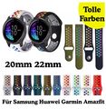 Für Samsung Huawei Amazfit Watch Armband 20mm 22mm ✅ Silikon Rainbow gelocht