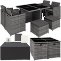 Polyrattan Sitzgarnitur Gartenmöbel Alu Sitzgruppe Cube Lounge Set 4Stühle Tisch