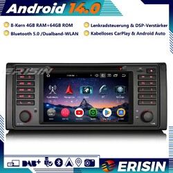 8-Kern 64GB Android 14 GPS Autoradio Navi OBD2 DVD DAB+ CarPlay für BMW 5er E39