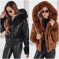 Damen Winter Motorradjacke aus Leder mit Fellkapuze und Futter DSTREET S-XL