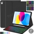 QWERTZ Beleuchtete Tastatur Hülle für iPad 11 10 9 8 7th Gen A16 Air 11 M3 2025