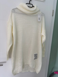 Made in Italy Pullover Rollkragen Pullover Creme Off White ca. L XL lang NEU LA