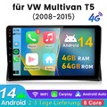 Für VW T5 Multivan Transporter Android 14 Autoradio Carplay GPS Navi 4G AM FM BT