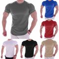 Shirt Männer T-Shirts Mann Freizeit Fitnessstudio T-Shirt hell Männer schmale Passform einfarbig