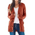 Damen Knöpfen Strickjacke Strick Cardigan Lange Elegant Strickjacken mit Taschen