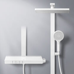 EMKE® Duschsystem Mit Thermostat Duscharmatur Dusche Duschset Weiß/Gunmetal grau