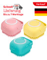 3-Farben Silikon Haustier-Massage-Badebürste & Shampoo-Spender für Hunde Katzen