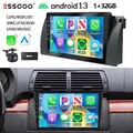 9" Carplay 1+32G Android14 Autoradio DAB+ Für BMW 5er E39 X5 E53 7er E38 KAM GPS