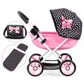 Puppenwagen Cosy schwarz rosa Herzen Kissen und Pflegetasche  12760AA