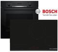 Bosch Induktion Herdset Autark Backofen Schwarz 3D  Kochfeld Induktion 80cm