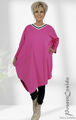 LAGENLOOK Tunika Shirt Kleid schwarz pink kiwi Italy XL-XXL-XXXL 44 46 48 50 52