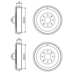 2X BOSCH 228,3mm BREMSTROMMELN HINTEN PASSEND FÜR FIAT GRANDE PUNTO OPEL ADAM