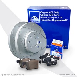 ATE Powerdisc Scheiben Beläge hinten für AUDI A1 VW Bora Polo Roomster Ibiza